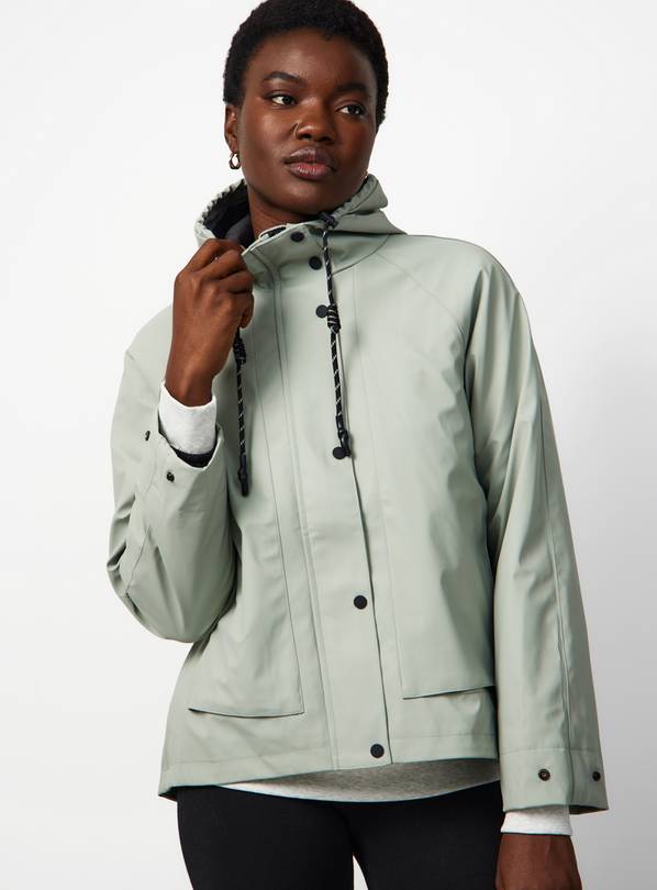 Light Green Rubber Hooded Raincoat XL